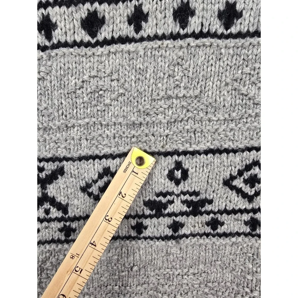 Vintage Gap Turtleneck Sweater‎ Mens L Gray 100% Wool Hand Knit Fair Isle *Read